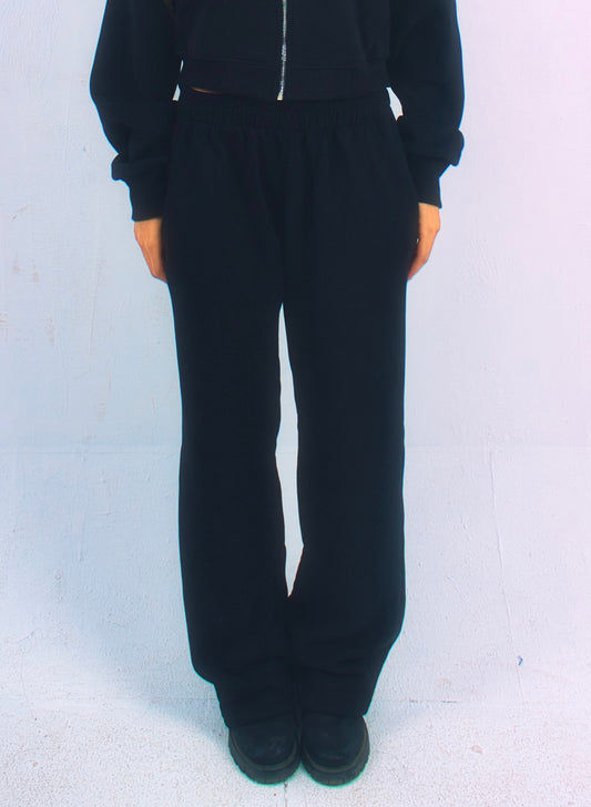 straight leg sweats in black